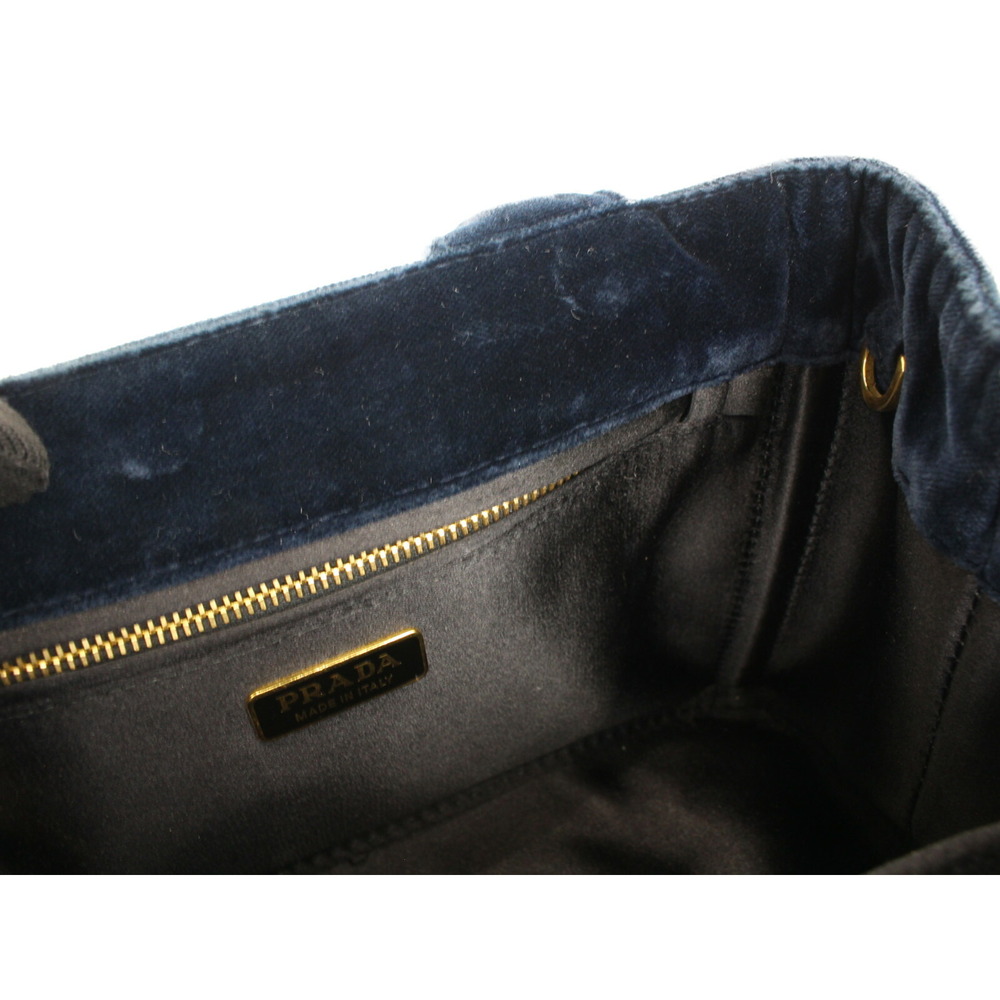 Prada Velvet Handbag Chain Shoulder Bag Hardware VELLUTO Bleu Blue Navy Blue - Picture 6 of 7